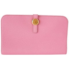 Hermès Dogon Portefeuille convoité 5P Pink GM Togo Gold Hardware nouveau