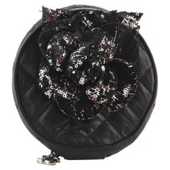 Chanel Camellia Round Hand Clutch Quilted Aged Calfskin with Sequins