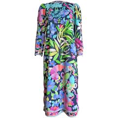 1970's LEONARD Floral printed jersey dress