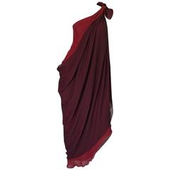 c1973 Halston Couture Silk Chiffon Dress & Shawl Overlay 10