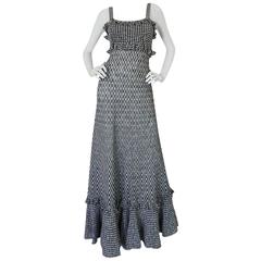 Recent Chanel Black & White Gingham Check Knit Maxi Dress 2