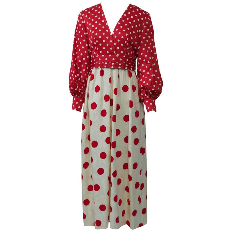 1970s Polka Dot Maxi Dress at 1stDibs | red and white polka dot maxi ...