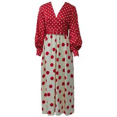 1970s Polka Dot Maxi Dress 5