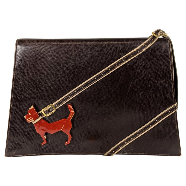 GOYARD Vintage Black CHEVRON Canvas MONSIEUR HULOT PET Dog CARRIER Handbag  at 1stDibs