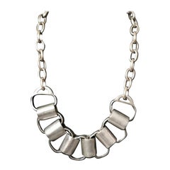 Rare vintage 1970s brutalist Steel statement necklace, chain link 