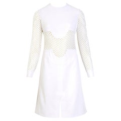 Pierre Cardin iconic 60s vintage sleeves & midriff transparent mesh white dress