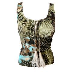 Roberto Cavalli S/S 2004 Bustier mit Federn verschönertes Oberteil