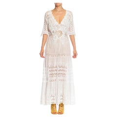 MORPHEW ATELIER White Organic Cotton Antique Lace Dress