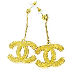 Chanel Gold CC Logo and Chain Dangle Earrings Pierced 2015 New in Box Tags 7