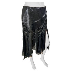 Versace F/W 2003 Runway Oroton Metal Mesh Chainmail Black Asymmetric Skirt 
