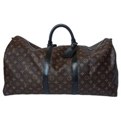 Used Louis Vuitton Monogram Macassar Keepall Bandouliere 55