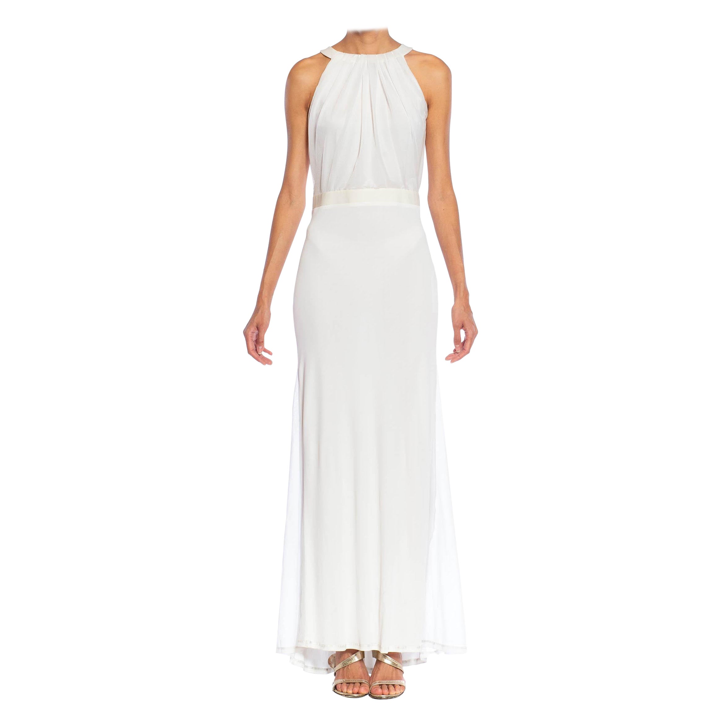 2000S EMILIO PUCCI White Viscose Blend Jersey Gown For Sale