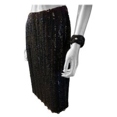 Badgley Mischka Custom Made Completely Hand Beaded Black Evening Skirt Size 4