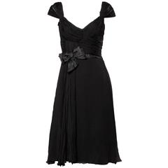 Prada Black Silk Chiffon Cocktail Dress with Bow