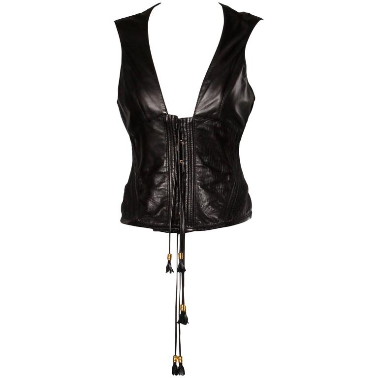 leather lace up corset top