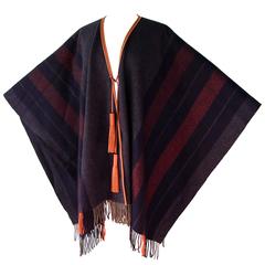 Hermes Cashmere Wool Fringed Rocabar Poncho with Leather Tassels New 4