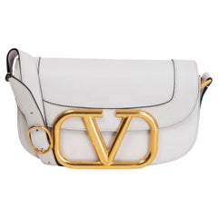 VALENTINO white leather SUPERVEE Crossbody Bag