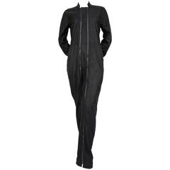 MARTIN MARGIELA black leather workwear jumpsuit which converts into a dress