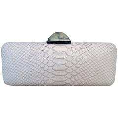 Judith Leiber Overture White Snakeskin Clutch