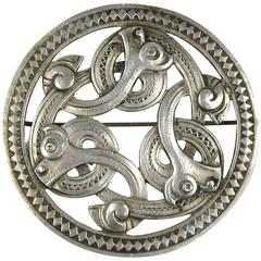 Danish Mid Century Modern Silver Serpent Brooch 11