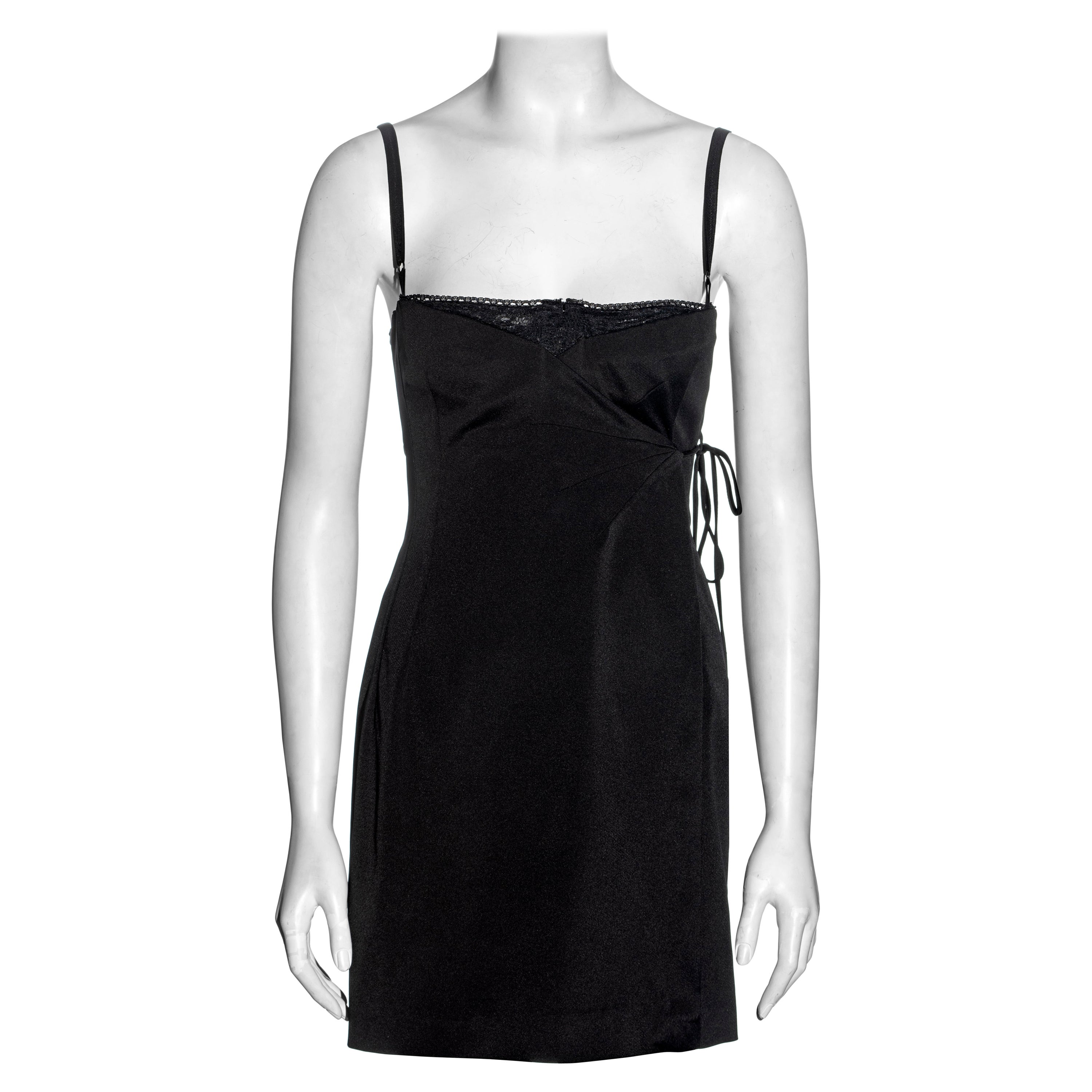 Dolce & Gabbana black mini wrap dress with built in corset bodysuit, fw 1997