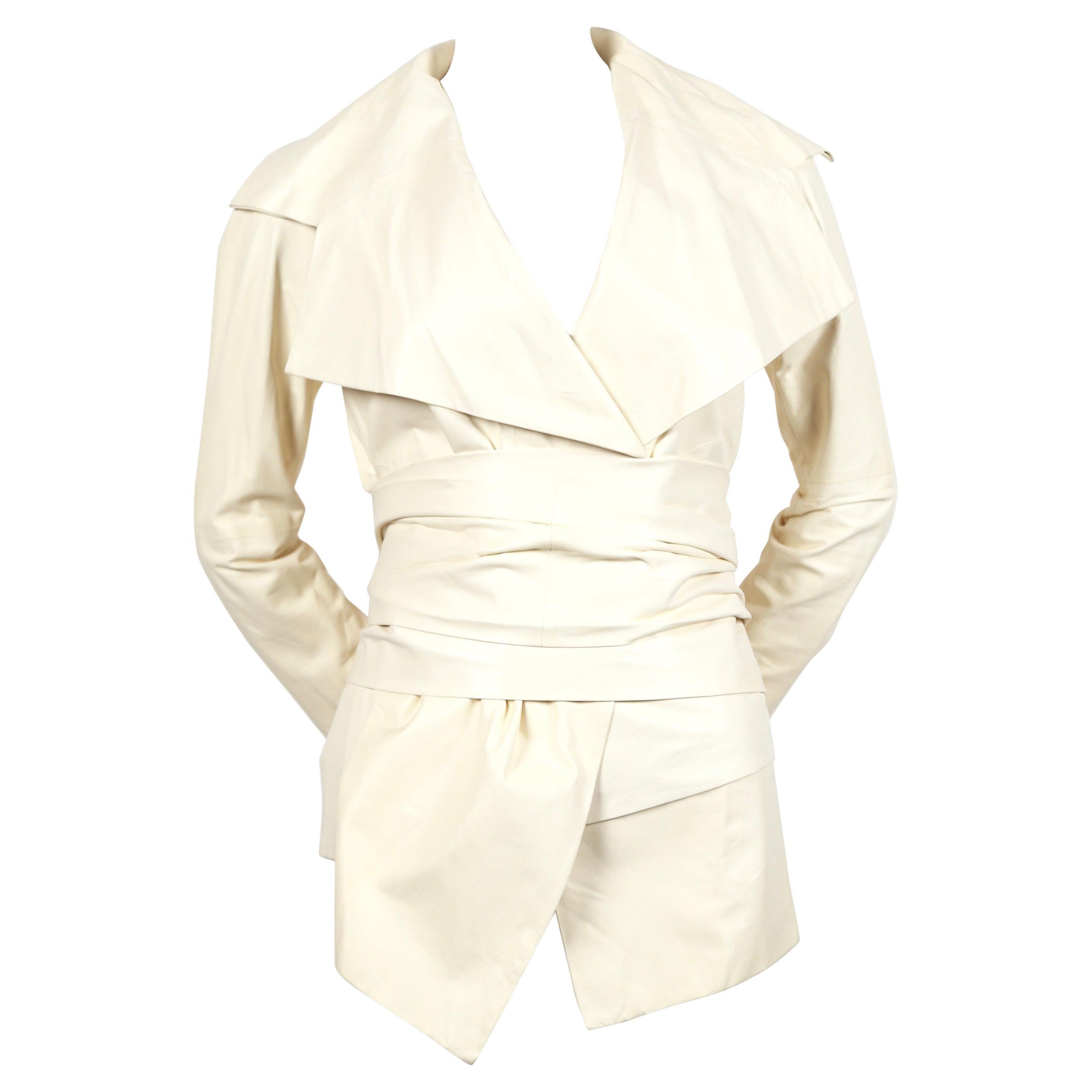Tom Ford for Yves Saint Laurent cream leather runway jacket, 2004  For Sale
