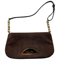 Vintage Christian Dior Malice Bag Brown Suede Shoulder Purse Clutch