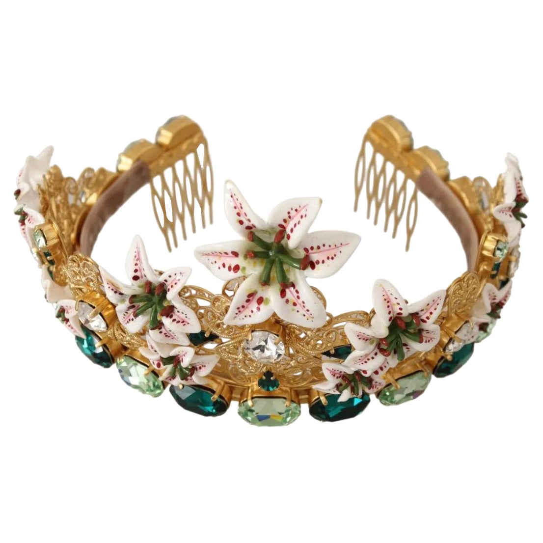 Dolce & Gabbana golden tiara with an openwork pattern