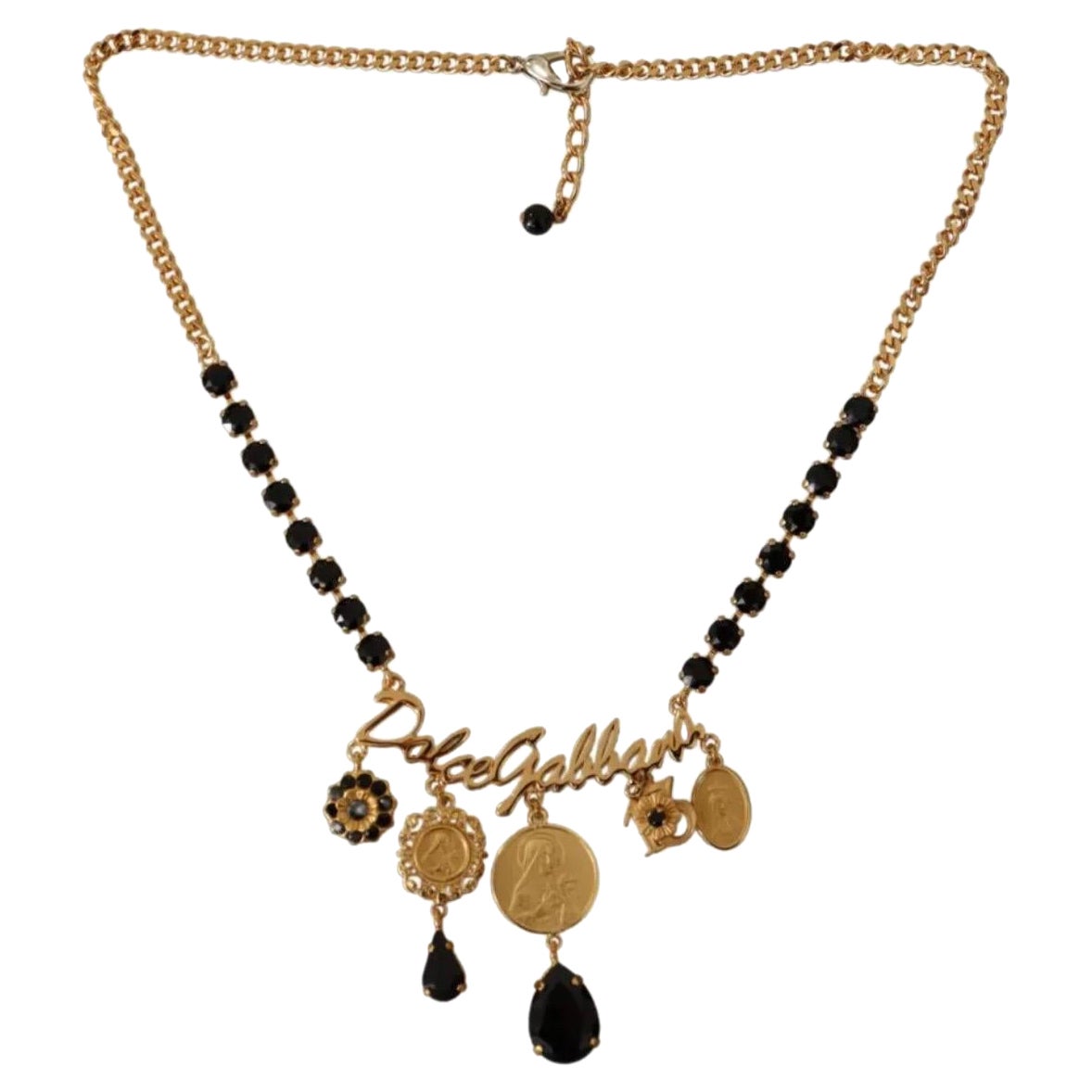 Dolce & Gabbana multi-colored charm gold necklace For Sale