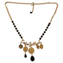 Dolce & Gabbana multi-colored charm gold necklace