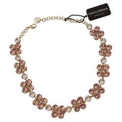 Dolce & Gabbana Gold tone necklace with pink and clear crystals