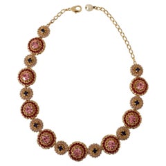 Dolce & Gabbana Gold tone necklace with multicolor crystals embellished