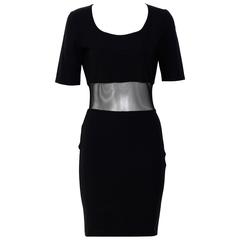 1990s ClAUDE MONTANA Black Mesh Panel Dress 6