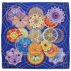 HERMES Scarf Silk "LES DOMES CELESTES" Signed Annie Faivre  new