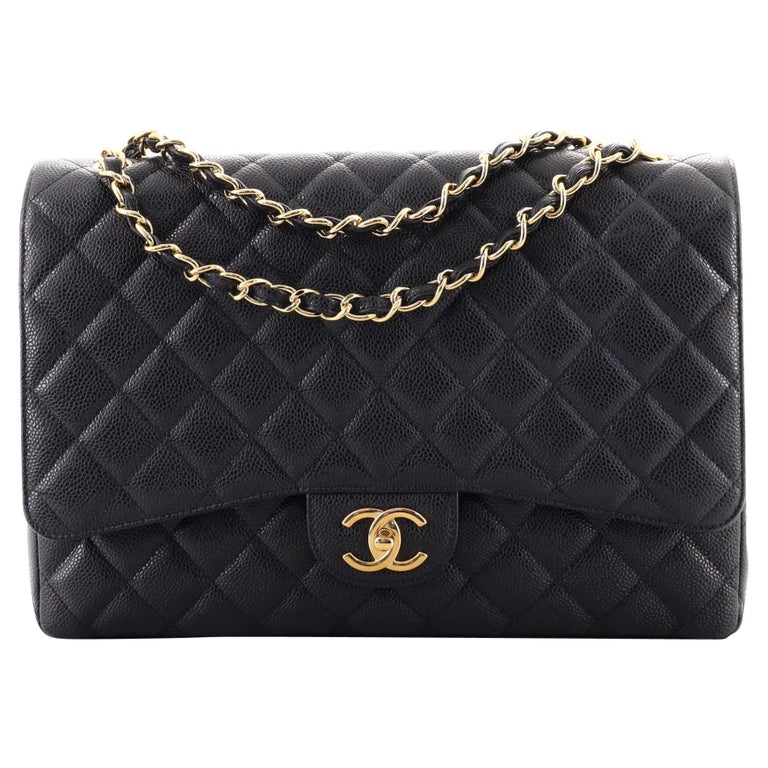 Chanel Classic Double Flap Bag Quilted Caviar Maxi at | chanel black classic flap, chanel classic black, chanel flap bag