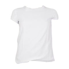 MARC JACOBS white cotton RUFFLED NECK T-Shirt Shirt 6 S