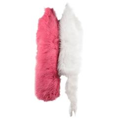 PRADA Bicolor White & Pink Fuchsia FAUX FOX FUR STOLE Scarf S/S 11