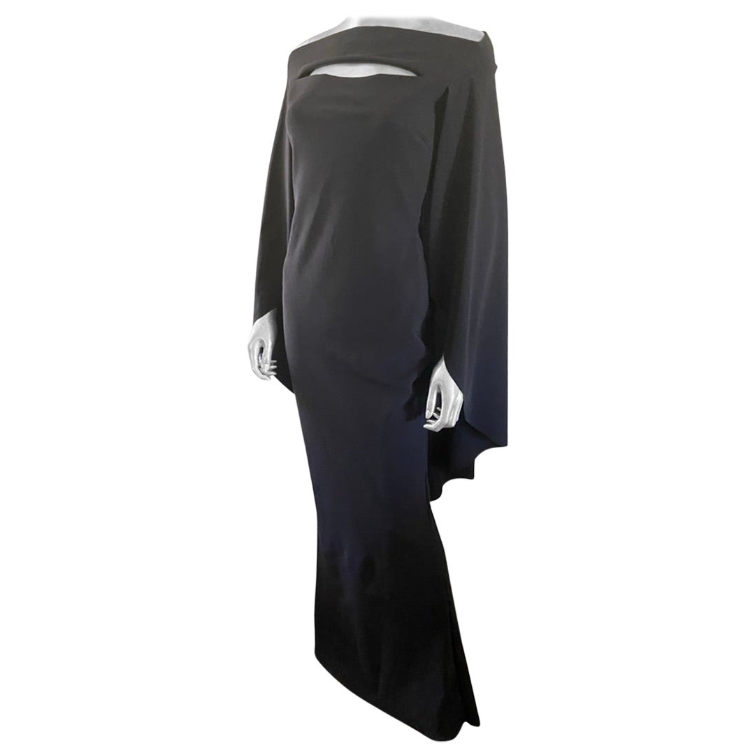 Chic Chiara Boni Modern Black Capelet Cutout Mermaid Long Dress Size 4 ...