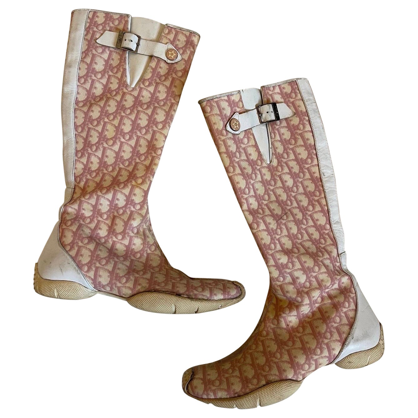 Vintage Christian Dior Knee High Monogram Diorissimo Boots For Sale at  1stDibs