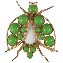 Retro 1960s Kenneth Jay Lane Green Bug Brooch