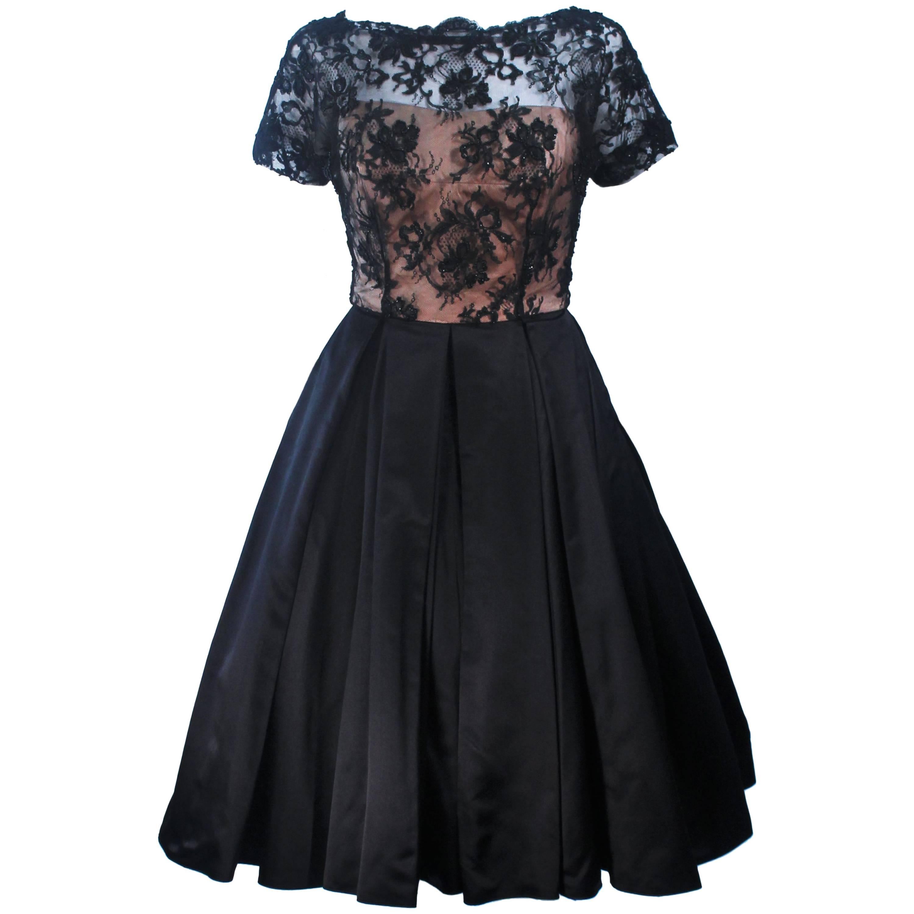 Vintage 1950's Custom Lace Cocktail Dress Size 2-4 For Sale at 1stDibs