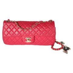 Chanel Red Quilted Lambskin Valentine's Day East West Single Flap Bag