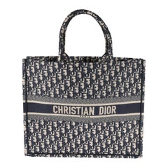 Dior Blue Oblique Embroidery Large Book Tote