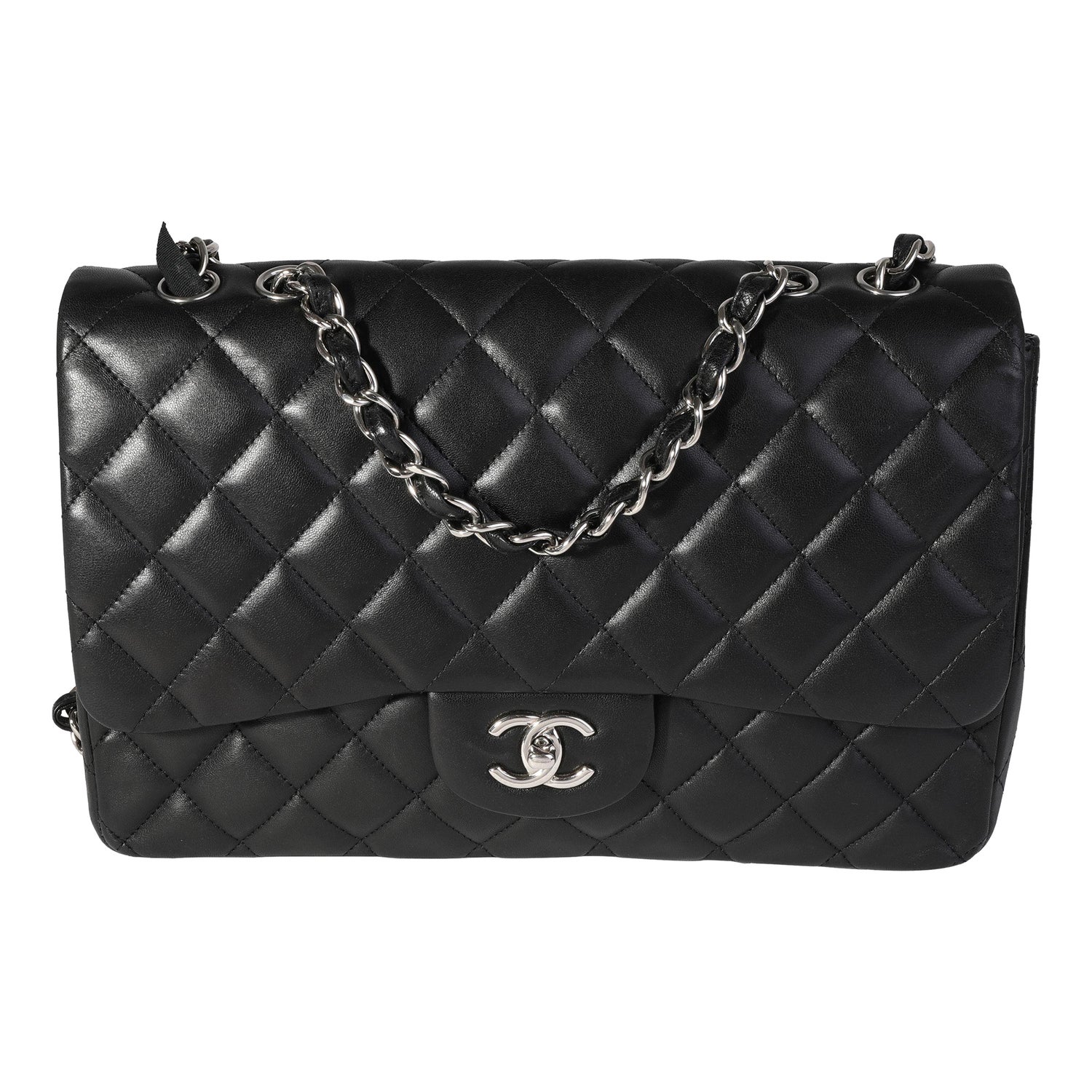 Chanel Black Lambskin Leather Quilted Rectangular Mini Flap