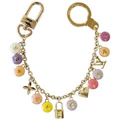 LOUIS VUITTON Logo Bag Charm Pastilles Gold and Pastels 