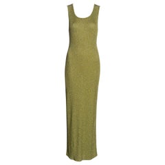 Chanel by Karl Lagerfeld Metallic-grünes Maxikleid aus Lurex-Strick, fw 1996