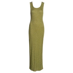 Chanel by Karl Lagerfeld metallic green lurex knit maxi dress, fw 1996