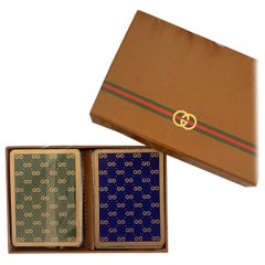 Vintage GUCCI Blue and Red Horsebit monogram playing cards