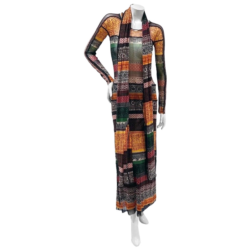 Jean Paul Gaultier Tribal Print Mesh Dress (Circa 1990s)