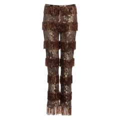 Retro Dolce & Gabbana metallic gold and copper lace beaded fringe pants, ss 2000